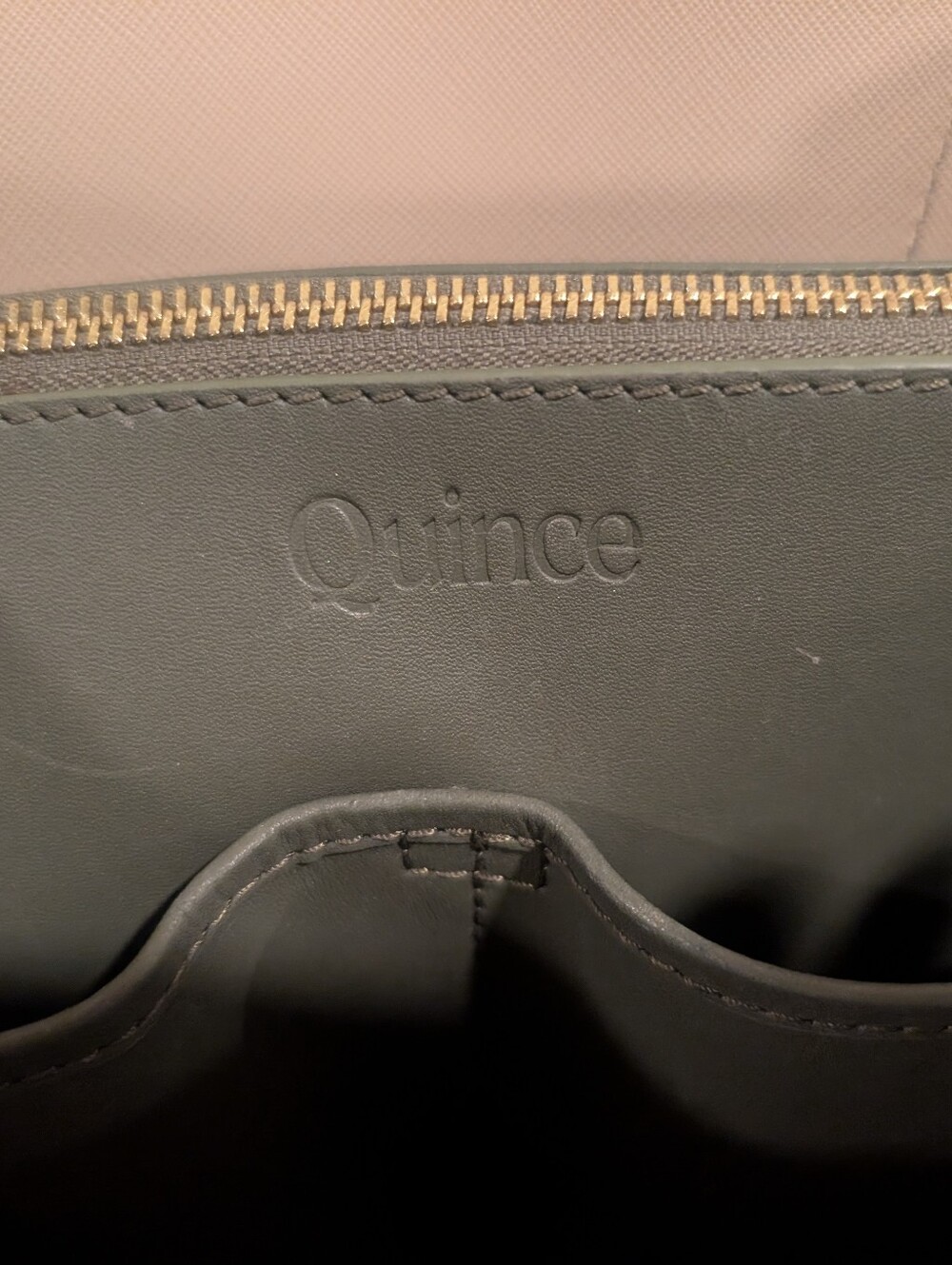 Quince Italian Leather Triple Compartment Shopper Tote Olive Green - Picture 6 of 9